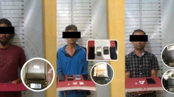 Polres Pidie Bekuk 3 Pria Diduga Edar Sabu & Ganja, 1 Honorer, Ini BB Diamankan