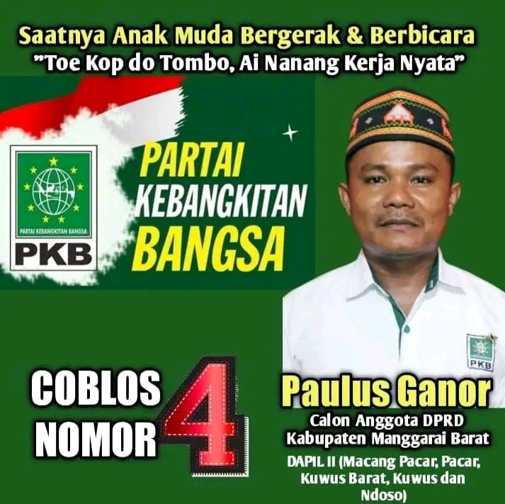 Resmi Daftar ke KPUD, Paulus Ganor Caleg Potensial DPRD Mabar Dari Partai PKB Dapil ll