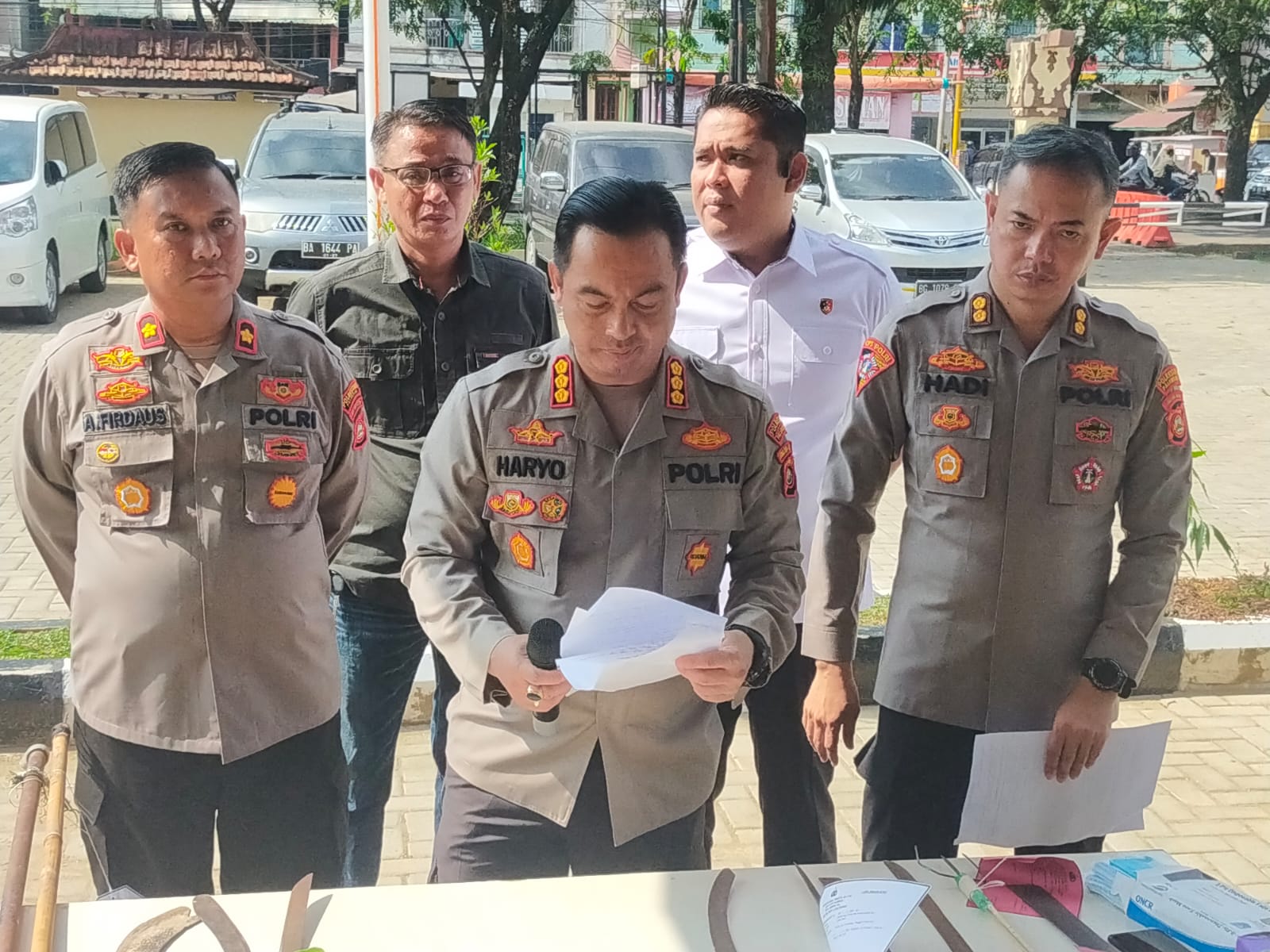 Press Release Ungkap Kasus Pelaku Tawuran Diwilkum Polsek Seberang Ulu 1.