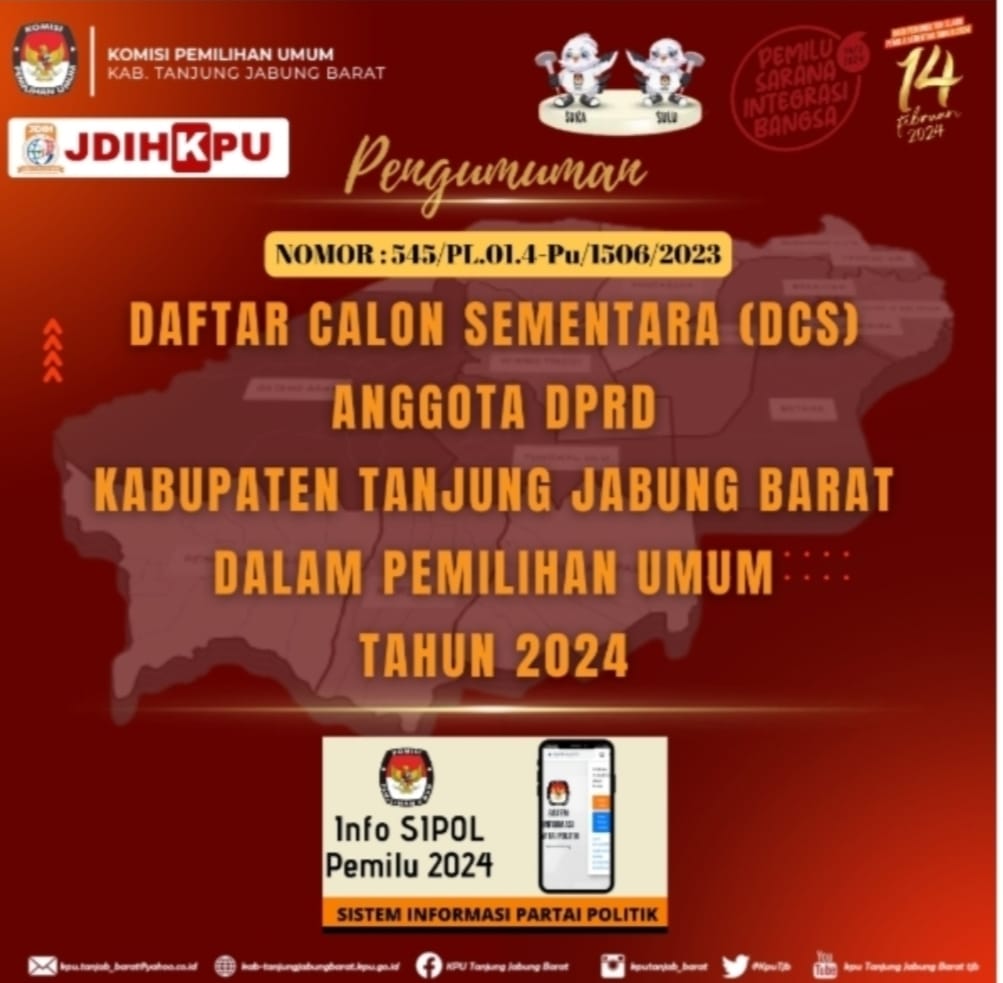 KPUD Tanjab Barat Umumkan DCS DPRD Kabupaten Tanjab Barat