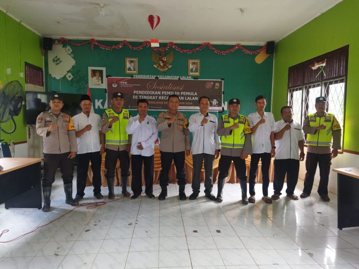 Kapolsek Lalan Ipda Zulkarnain Afianata, ST, M.Si, MH melakukan kunjungan kerja terkait silaturahmi dan koordinasi Kesiapan Pemilihan Umum (Pemilu) tahun 2024