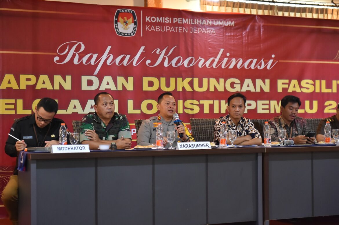 Hadiri Rakor Pengelolaan Logistik Pemilu 2024, Kapolres Jepara Tegaskan Kesiapan Personil Pengamanan