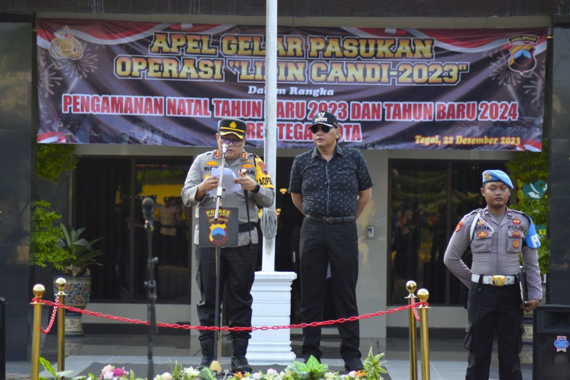 Polres Tegal Kota Adakan Apel Gelar Pasukan Operasi Lilin Candi 2023