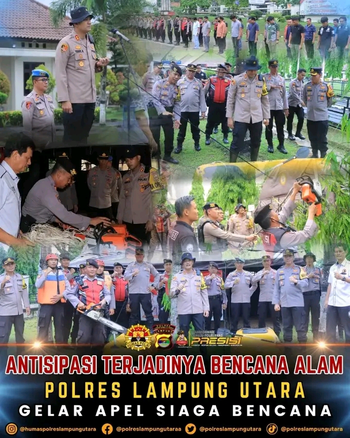 Antisipasi Terjadinya Bencana Alam, Polres Lampung Utara Gelar Apel Siaga Bencana