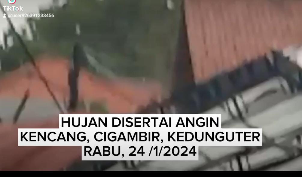 Hujan deras beserta angin puting beliung disertai petir Beberapa Korban Luka Luka