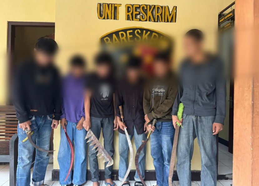 Gagalkan Aksi Tawuran, Polres Tegal Kota Amankan 6 Remaja Berikut Senjata Tajam