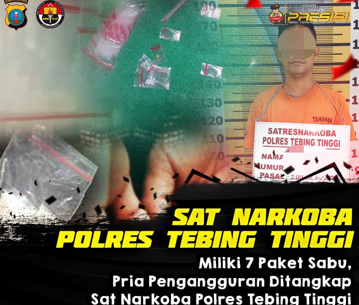 Miliki 7 Paket Sabu, Pria Pengangguran Ditangkap Sat Narkoba Polres Tebing Tinggi