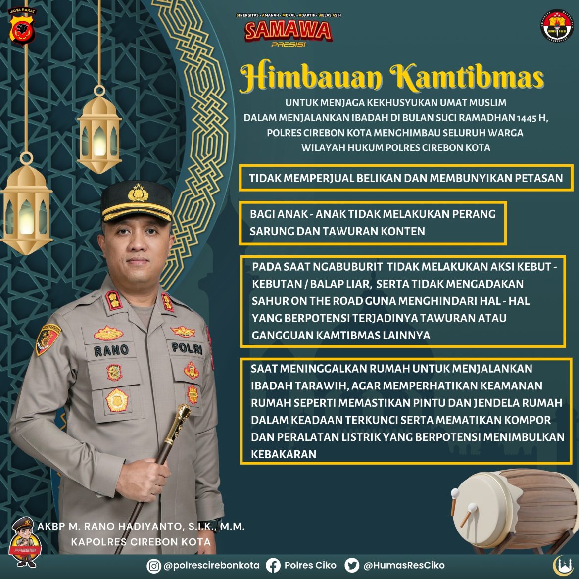 Polres Cirebon Kota Imbau Masyarakat Jaga Kamtibmas Saat Bulan Ramadhan