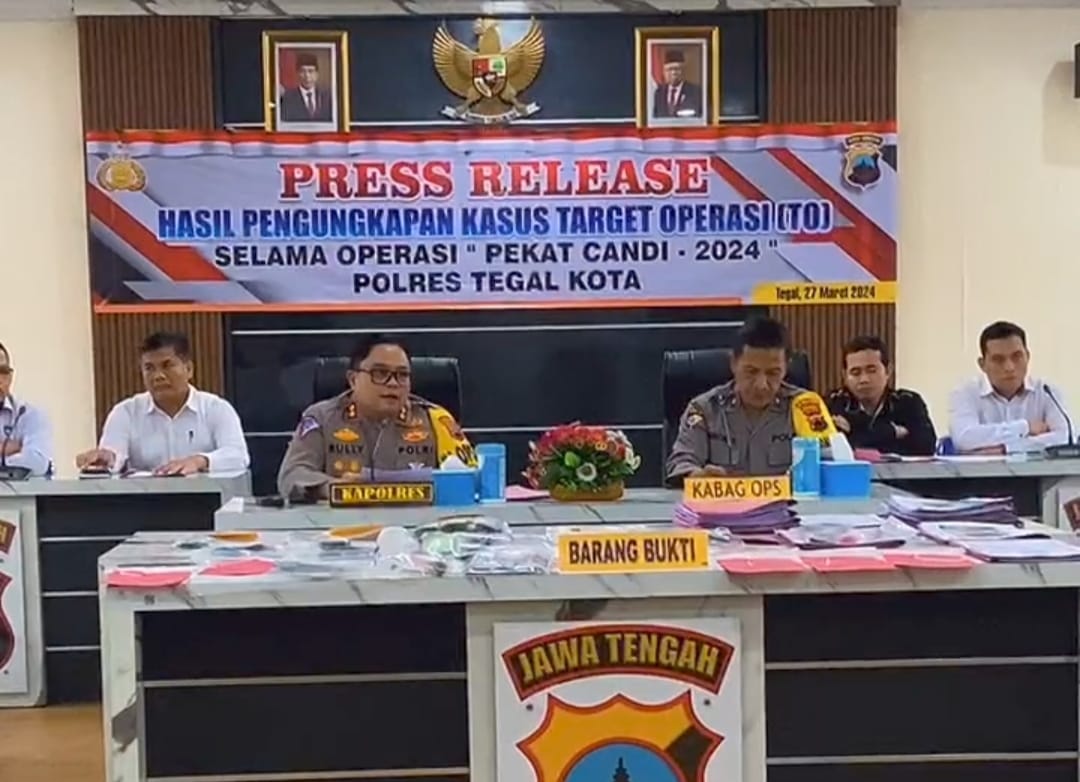 Polres Tegal Kota Ungkap 24 Kasus Tindak Pidana Selama Operasi Pekat Candi 2024*