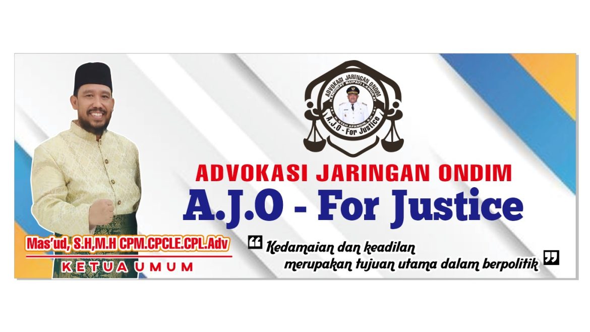 Mas’ud,SH.MH.CPM.CPCLE.CPL.Adv. di Amanah kan Menjadi Ketua Advokasi Jaringan Ondim For Jastice.