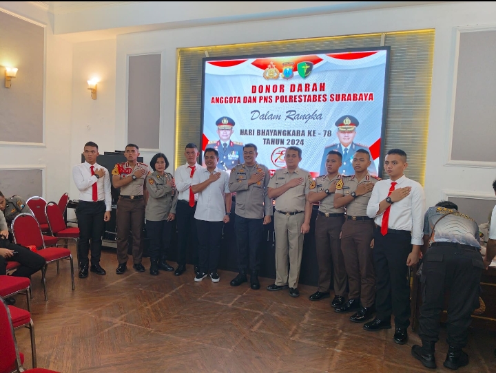 Hut Bhayangkara ke-78, Polrestabes Surabaya Gelar Aksi Donor Darah