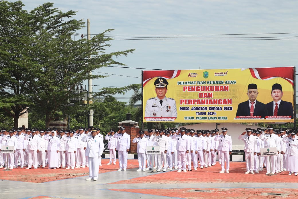Atas UU No 3 Th 2024 Masa Jabatan Kades menjadi 8 Th. PJ Bupati Paluta Patuan Rahmat Syukur P Hasibuan S.STP.,MM Kukuhkan 372 Kepdes Sepaluta.