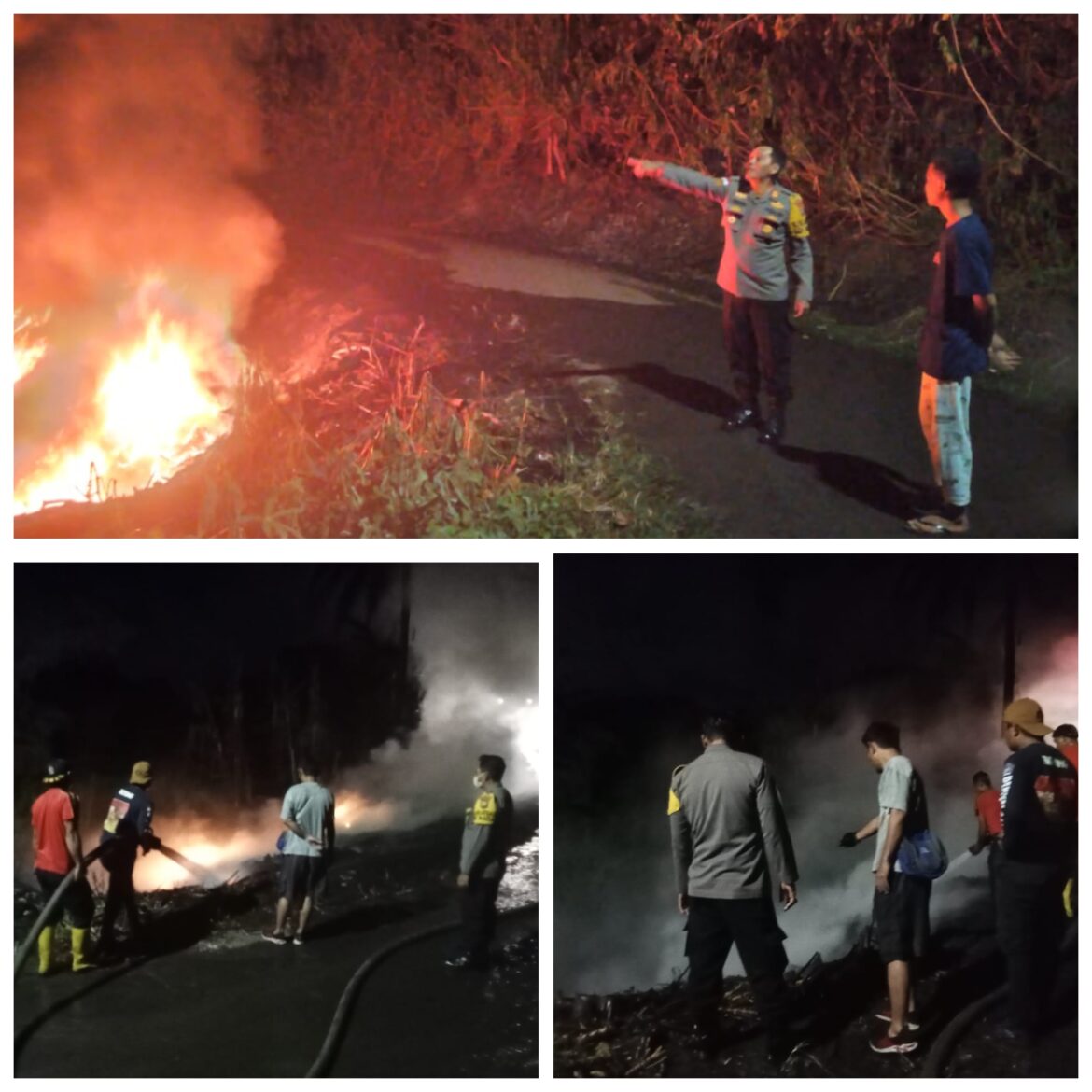 Kapolsek Maesa turun langsung ke lokasi Kebakaran Limbah Karet Di Lahan Milik Keluarga Katuuk