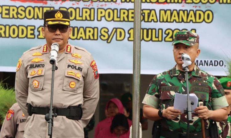 Kapolresta Manado dan Dandim 1309 Pimpin Upacara Pelepasan Purna Bakti TNI-Polri 