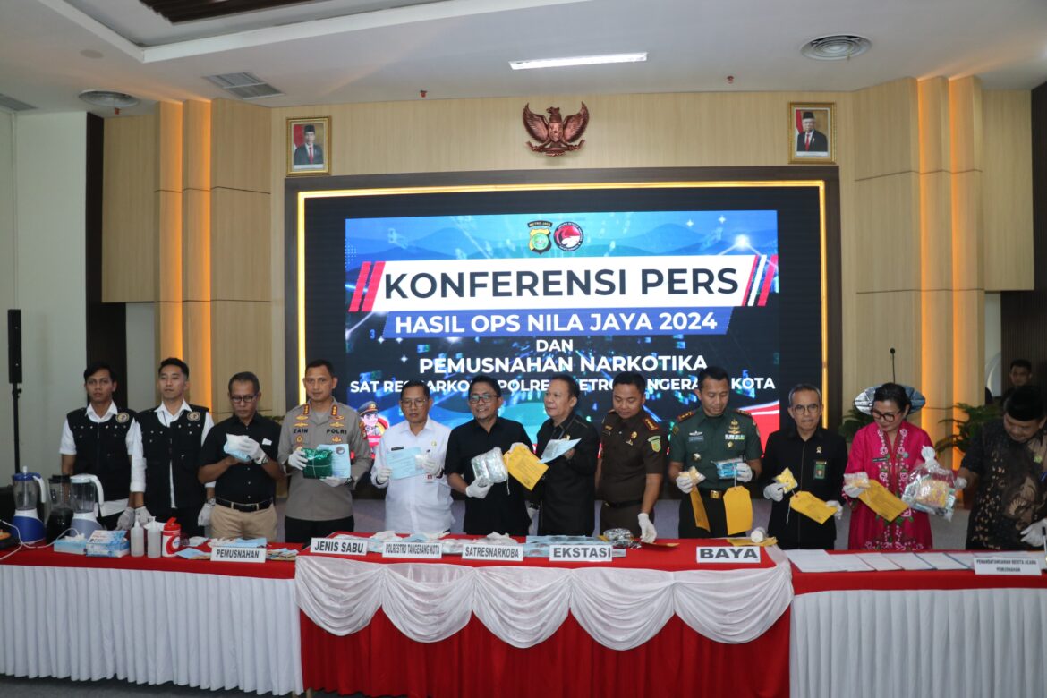 Operasi Nila Jaya 2024, Polrestro Tangerang Kota Musnahkan 3,89 Kg BB Sabu dan Ribuan Pil Exstasi