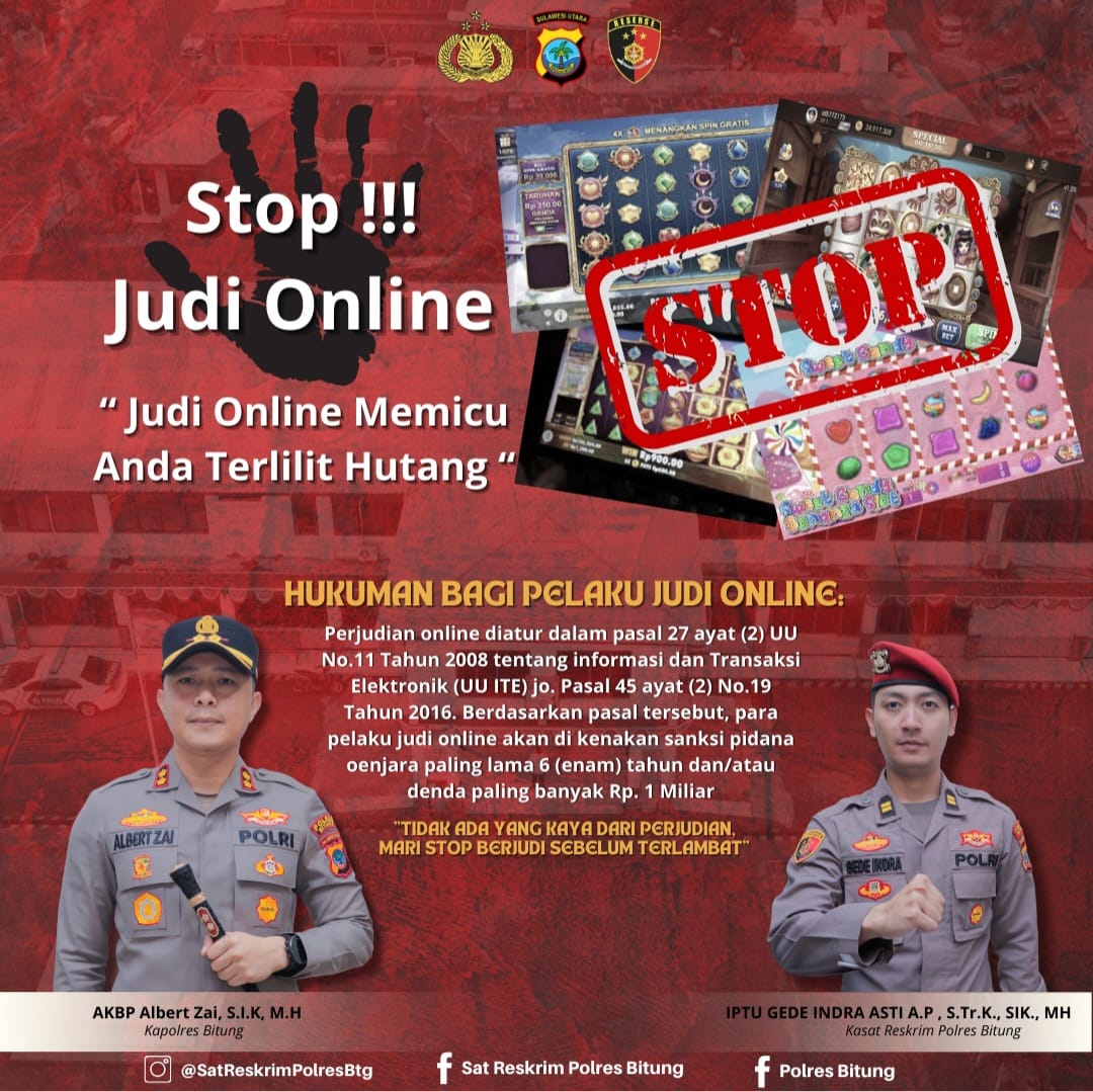 Polres Bitung mensosialisasikan larangan juni one line karena saat ini sudah merambah ke semua lini Masyarakat.  