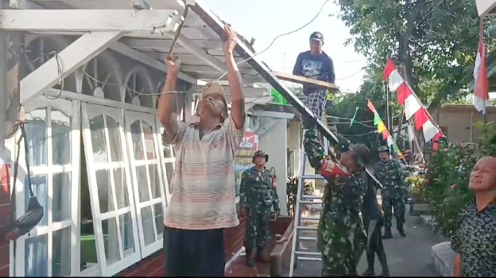 Kodim 0614/Kota Cirebon Garap 2 (dua) Rutilahu Milik Veteran dan Warakawuri, Dalam Rangka Peringatah HUT RI Ke-79 Tahun 2024