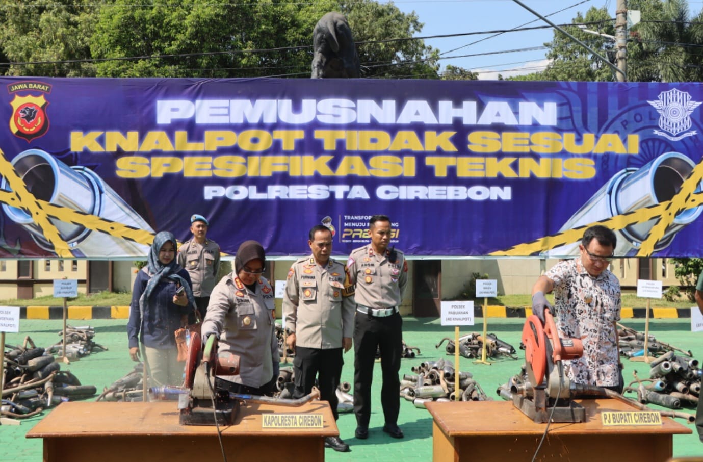 Jaga Kamtibmas Kabupaten Cirebon, 1.350 Knalpot Tidak Sesuai Spesifikasi Teknis Dimusnahkan Polresta Cirebon