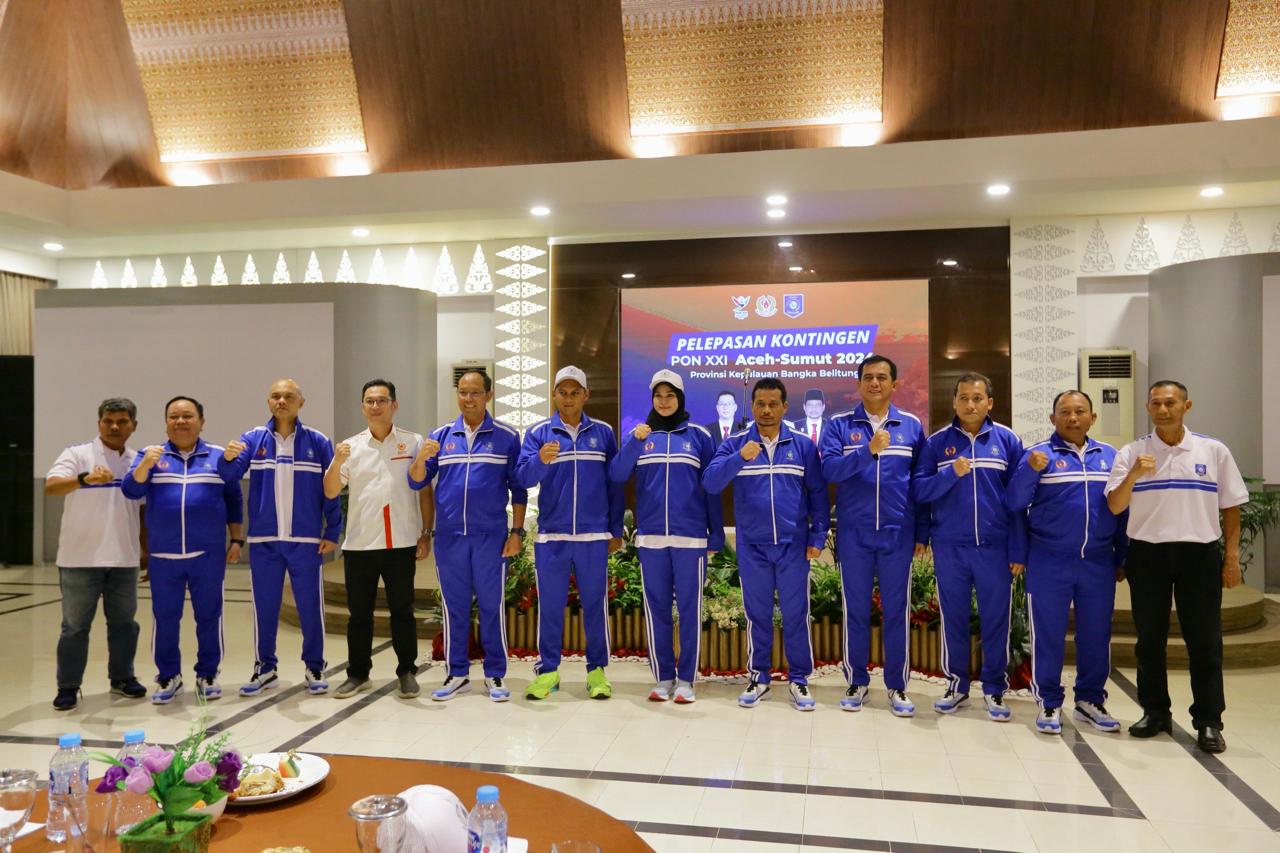 Danrem 045/Gaya Hadiri Pelepasan Kontingen PON XXI Aceh-Sumut Tahun 2024 Provinsi Kep. Babel