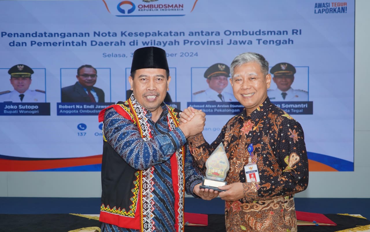 Tingkatkan Kualitas Pelayanan Publik, Pemkot Tegal Tandatangani Nota Kesepakatan dengan Ombudsman RI