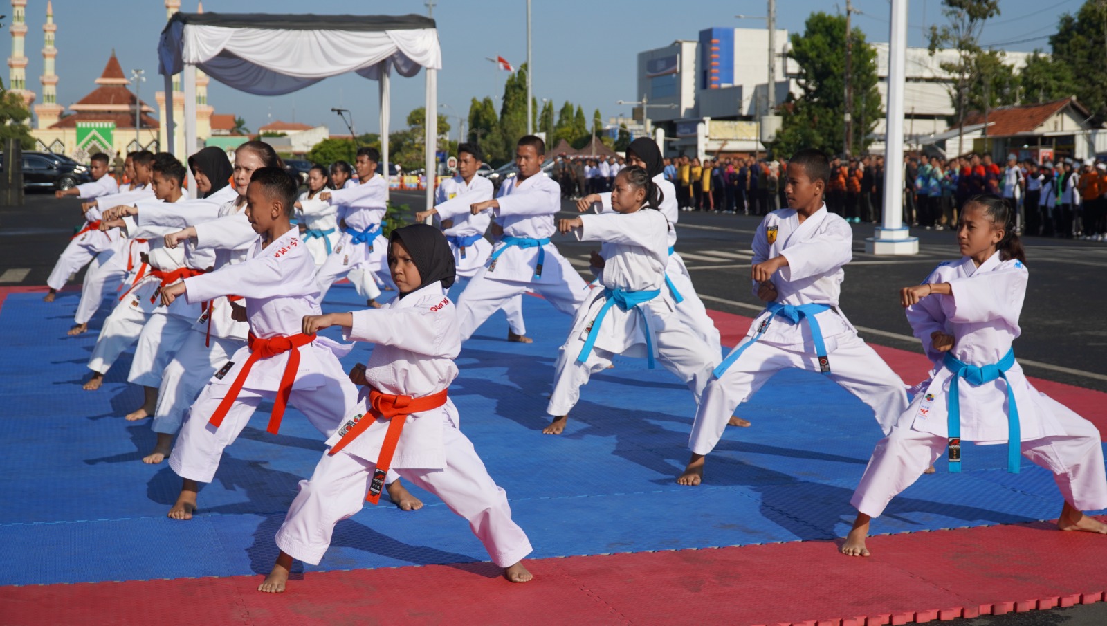 Atraksi Bela Diri Karate, Meriahkan Upacara Peringatan Haornas Ke-41 Kota Tegal