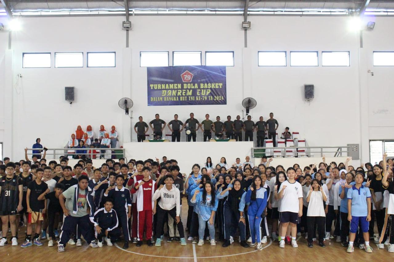 Dalam rangka HUT TNI Ke-79, Korem 045/Gaya Gelar Turnamen Bola Basket antar Pelajar Se-Babel