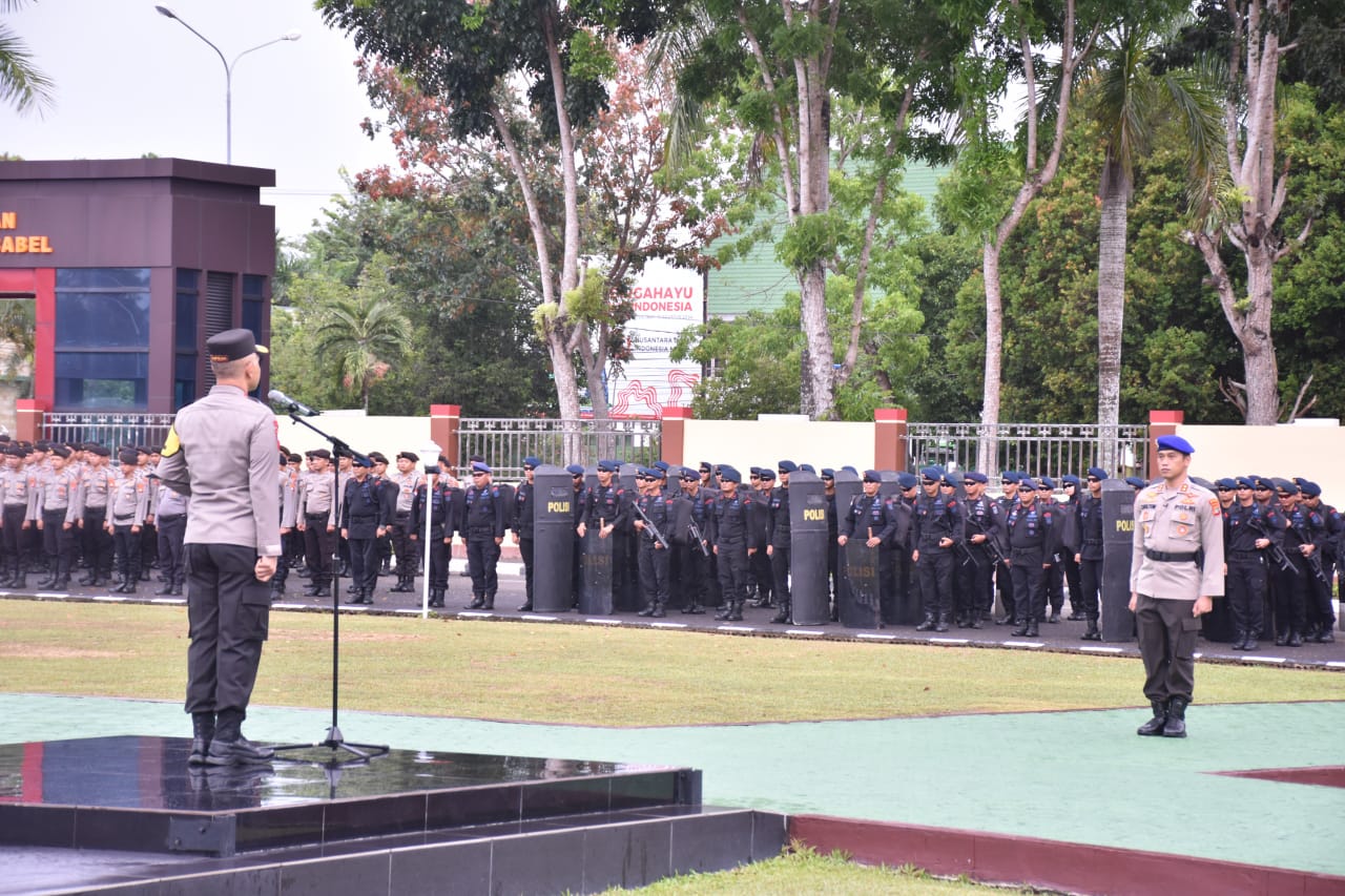 Polda Babel Gelar Apel Kesiapan Dan Konsolidasi Pengamanan Pelantikan Presiden Dan Wapres 2024