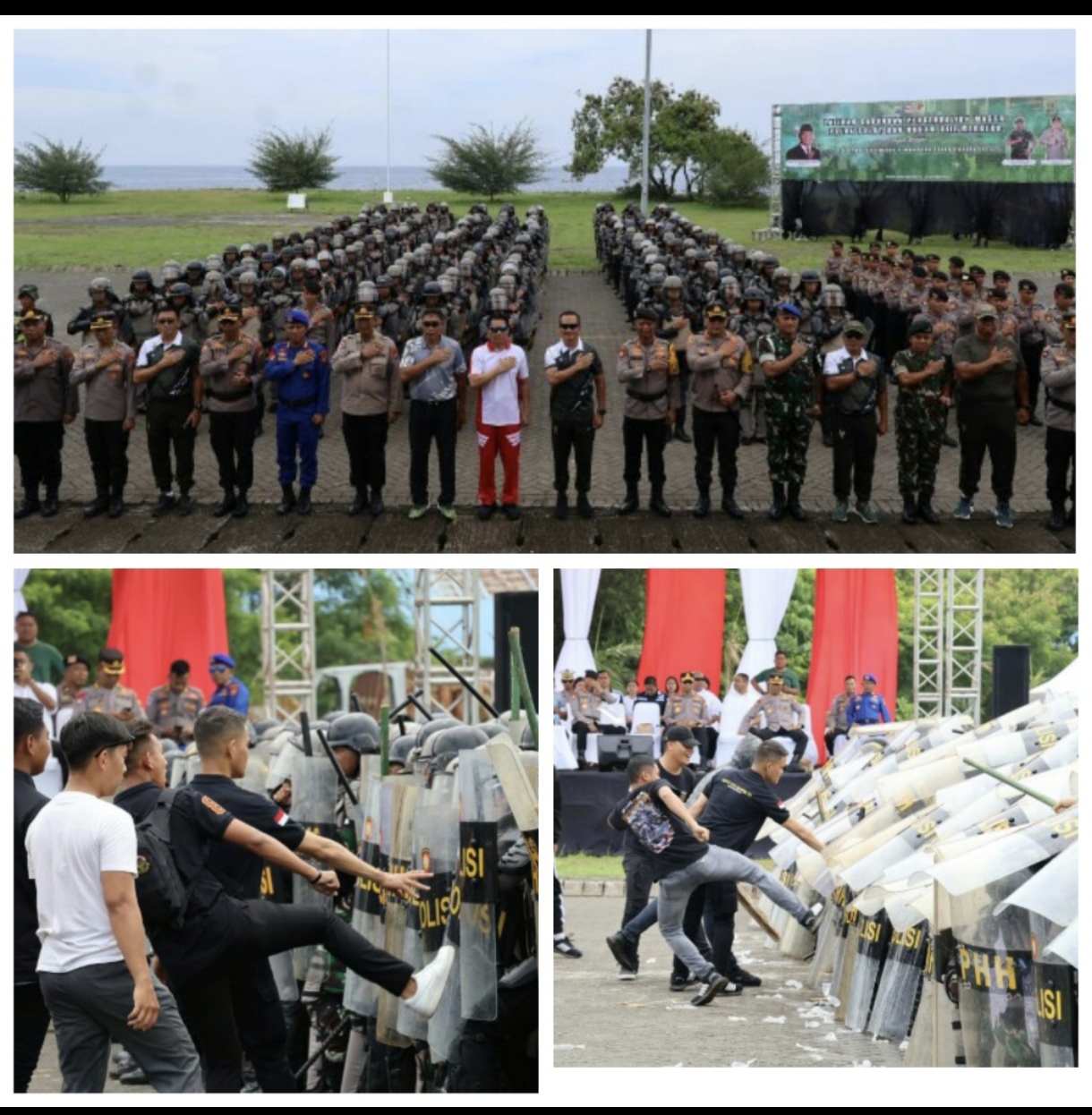Kapolda dan Pangdam Merdeka Saksikan Latihan Dalmas Gabungan Pengamanan Pilkada Serentak 2024 di Megamas