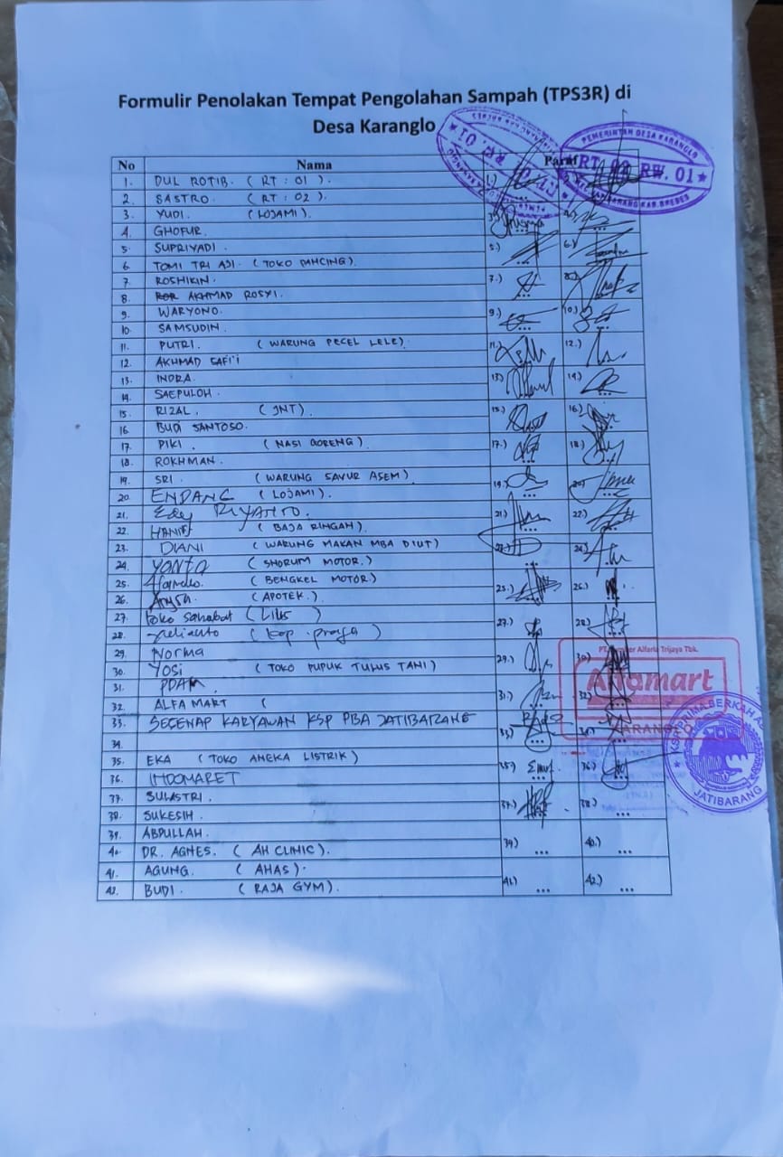Penolakan Pembangunan TPS3R di Desa Karanglo, Kecamatan Jatibarang Makin Masif dan Meluas