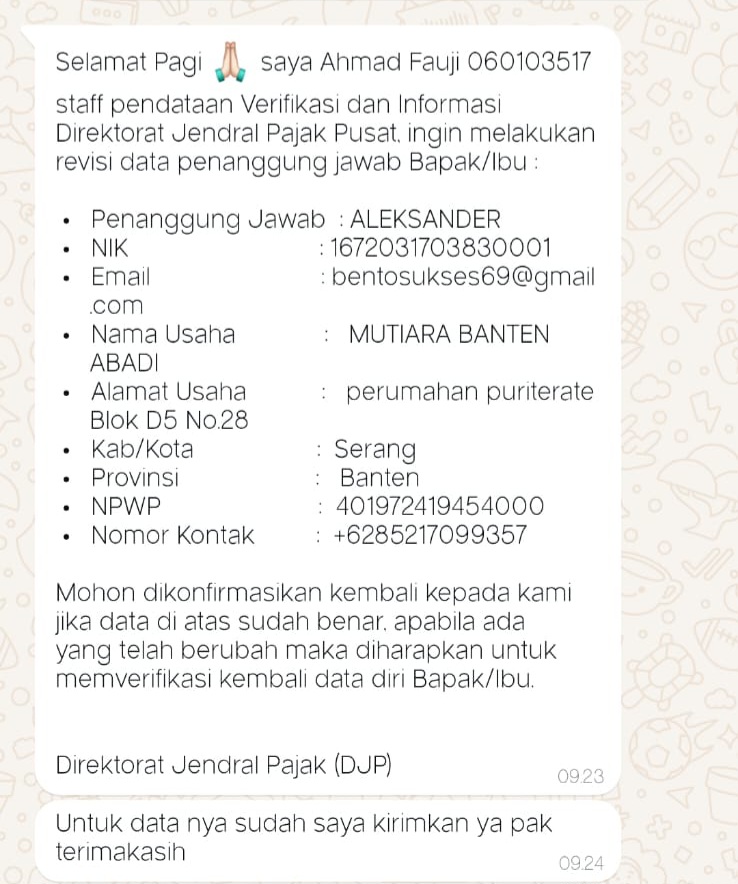 Waspada Penipuan Mengatasnamakan Kantor Pajak: Korban Kehilangan Uang Setelah Konfirmasi Data Pajak