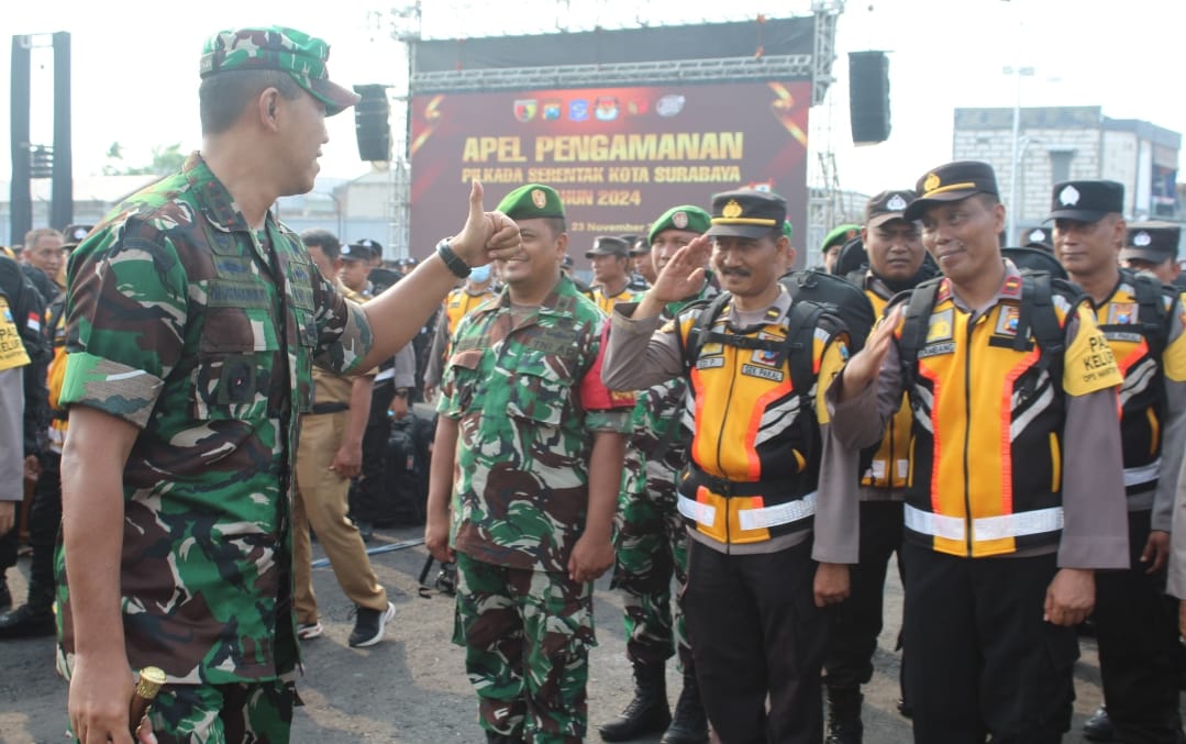 Komandan Kodim 0830/Surabaya Utara Hadiri Apel Pengamanan Pilkada Serentak Kota Surabaya 2024