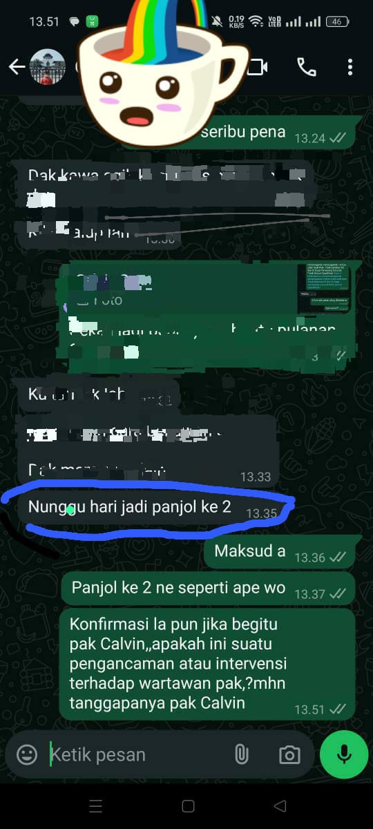 tersebut melalui chat WhatApp di salah satu awak media Pangkalpinang