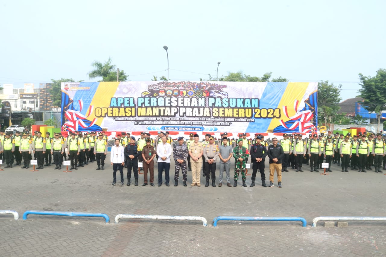 Sinergitas TNI-Polri, Kodim Bangkalan Ikuti Apel Gelar Pergeseran Pasukan