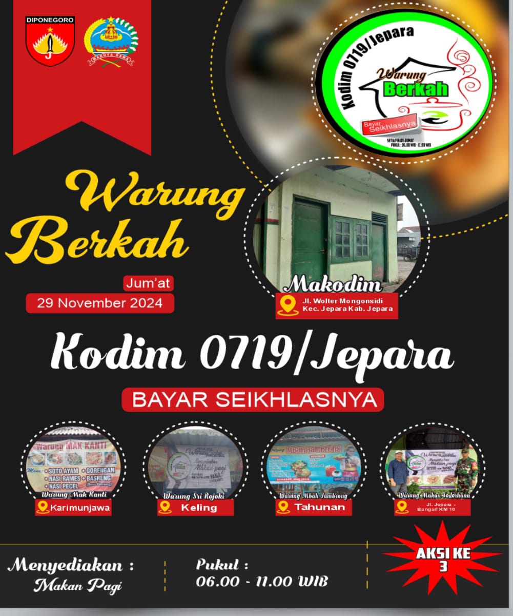 Warung Berkah Kodim 0719/Jepara, Terus Exsis, Jangkau Lima Kecamatan Dengan Konsep Sosial