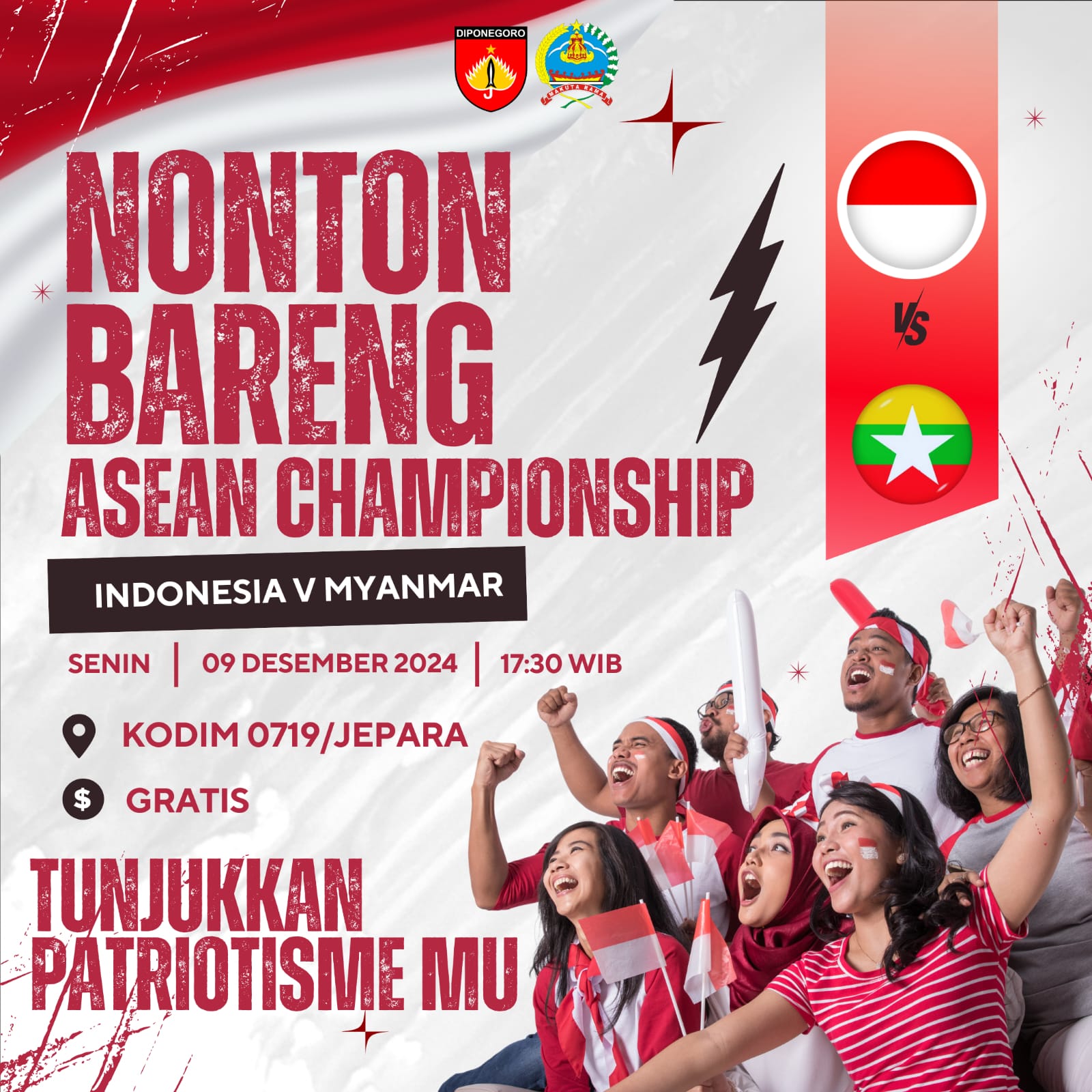 Kodim 0719/Jepara Gelar Nobar ASEAN Championship Timnas Indonesia Vs Myanmar