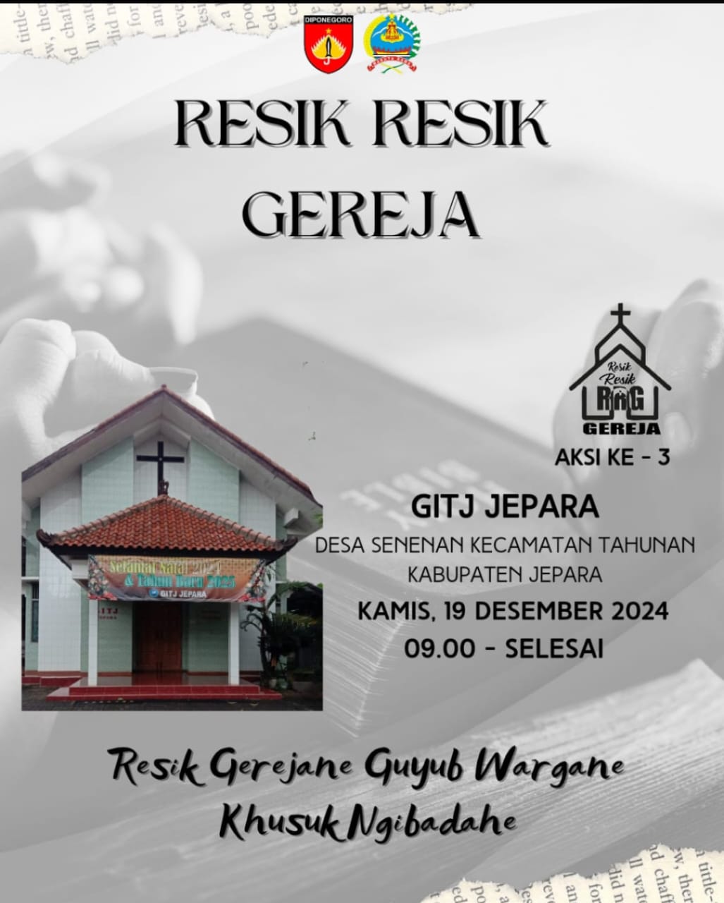 Kodim 0719/Jepara Gelar Program “Resik-Resik Gereja”, Undang Masyarakat Ikut Serta