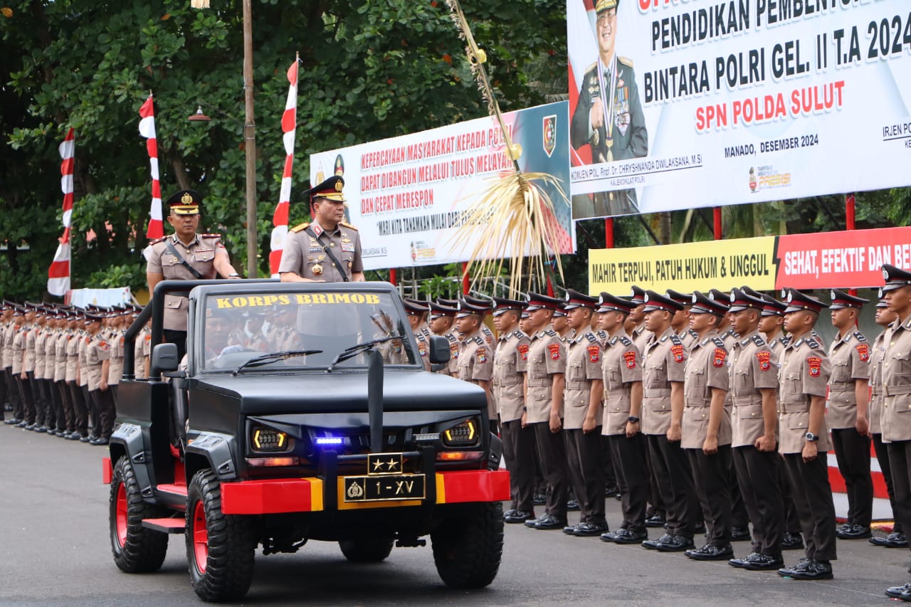 Tutup Pendidikan Bintara Polri di SPN, Kapolda Sulut Lantik 218 Bripda
