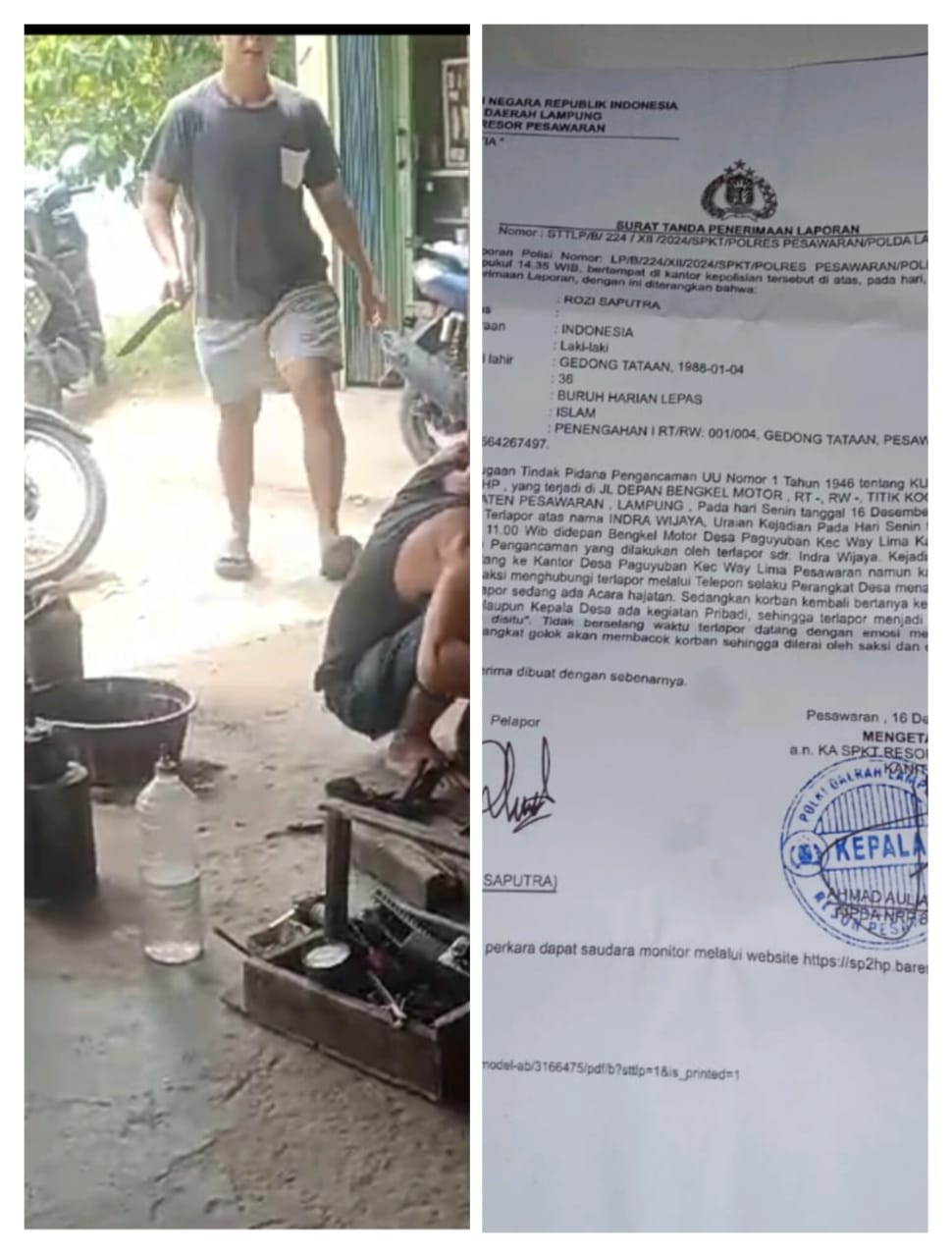 Ancam Wartawan Menggunakan Senjata Tajam Golok Oknum Aparatur Desa bakal Masuk Penjara