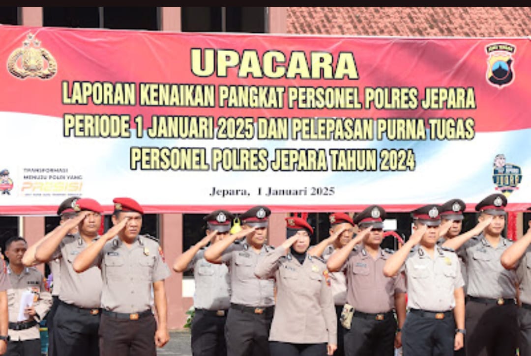 Awal Tahun Baru 2025, Puluhan Personel Polres Jepara Naik Pangkat