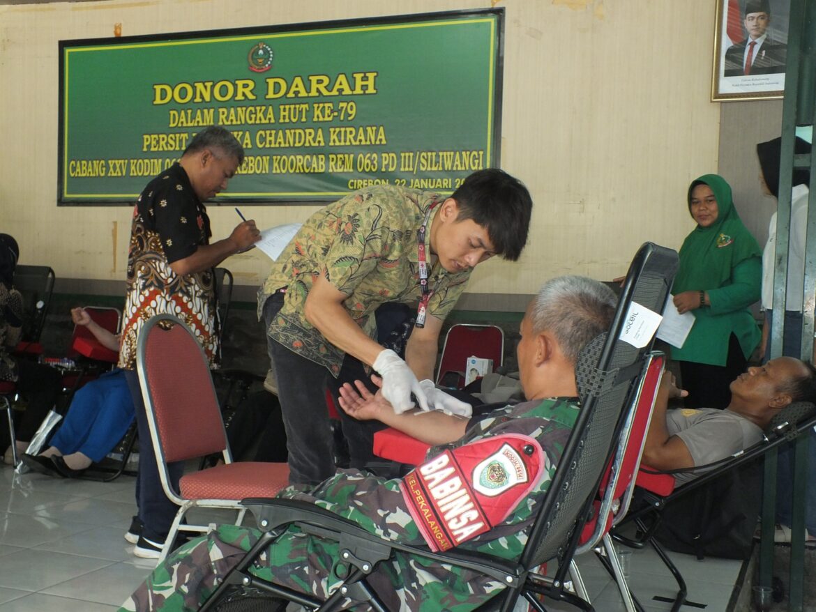 Persit KCK Cabang XXV Kodim 0614 / Kota Cirebon Gelar Baksos Donor Darah dalam Rangka Memperingati HUT Persit ke-79 Tahun 2025