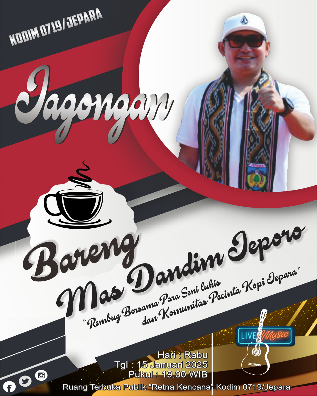 Dandim 0719/Jepara Gelar ” Jagongan Bareng Mas Dandim ” Diruang Publik Retna Kencana