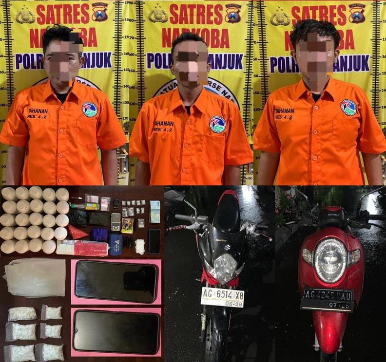 Polres Nganjuk Gagalkan Peredaran Narkotika dan Okerbaya, Empat Pelaku  Ditangkap