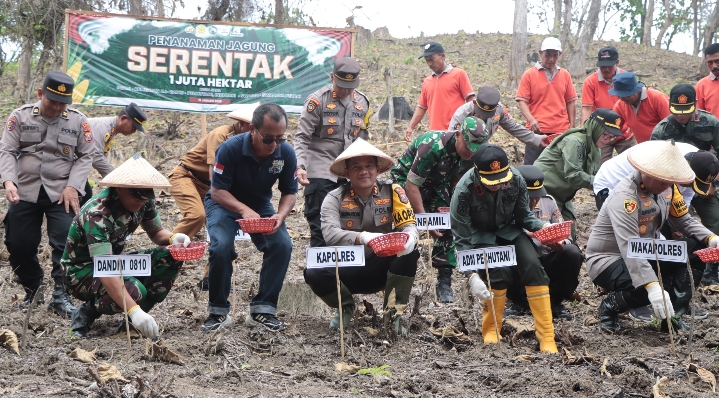Polres Nganjuk Kembali Tanam Jagung di Lahan 2 Hektar Dukung Program Ketahanan Pangan Nasional