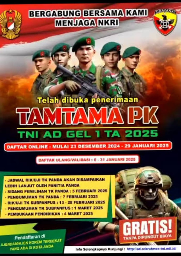 Animo Pendaftaran Tamtama PK TNI AD di Jepara Rendah, Dandim: Daftar TNI Itu Gratis, Peluang Besar!
