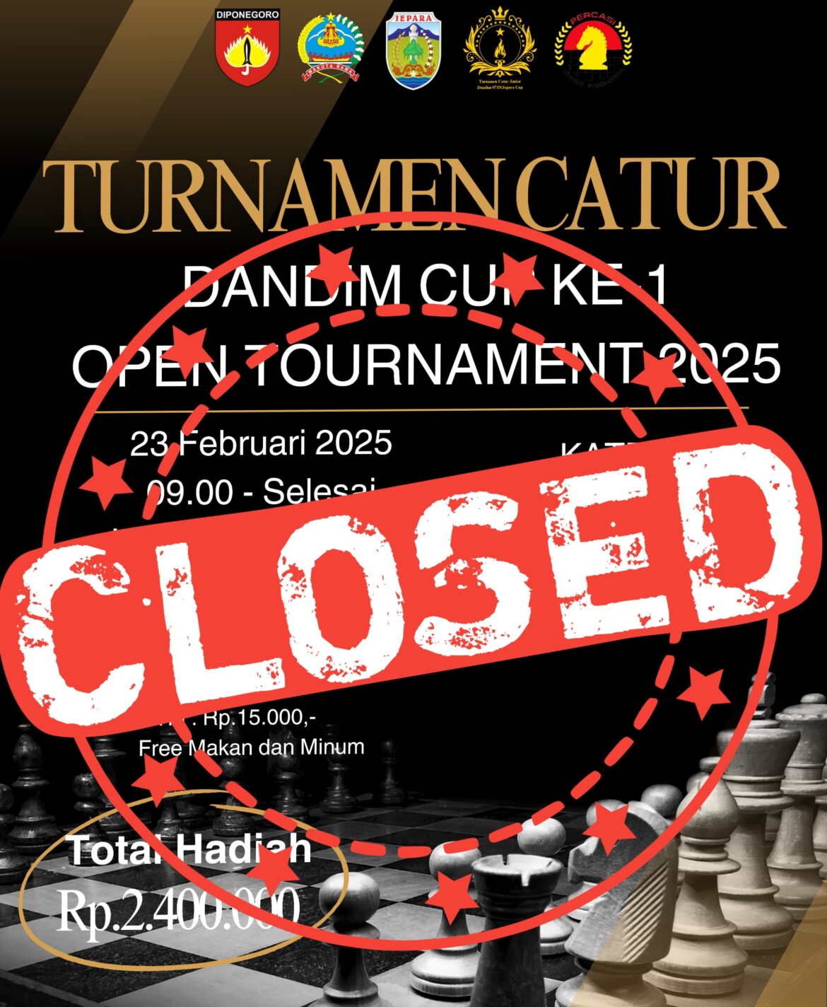 Turnamen Catur Junior Dandim Cup I Jepara Siap Digelar, 112 Peserta Resmi Terdaftar