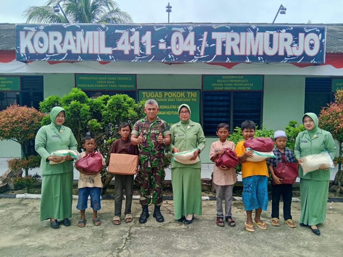 PEDULI ANAK YATIM KORAMIL 411.04/Tmj KODIM 0411/KM BERIKAN SANTUNAN.