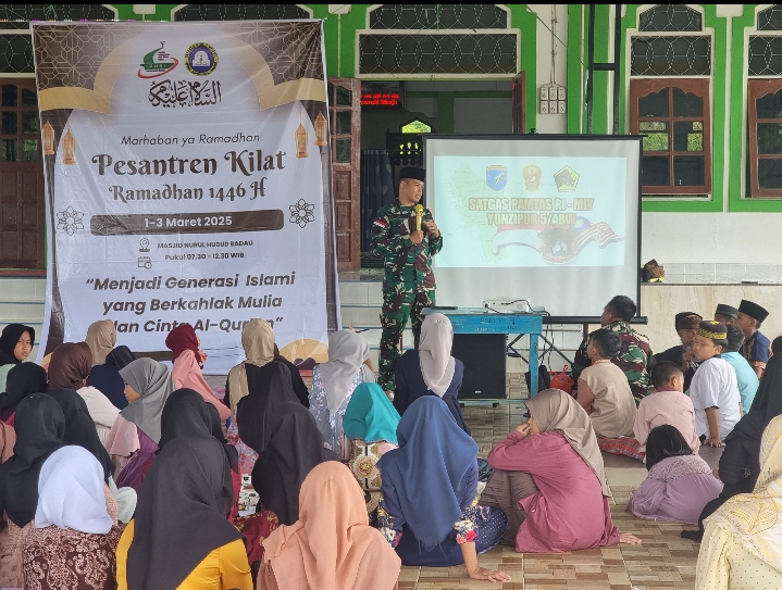 Melalui Pesantren Kilat, Satgas Yonzipur 5/ABW Bentuk Generasi yang Islami, Berakhlak Mulia dan Cinta Alquran