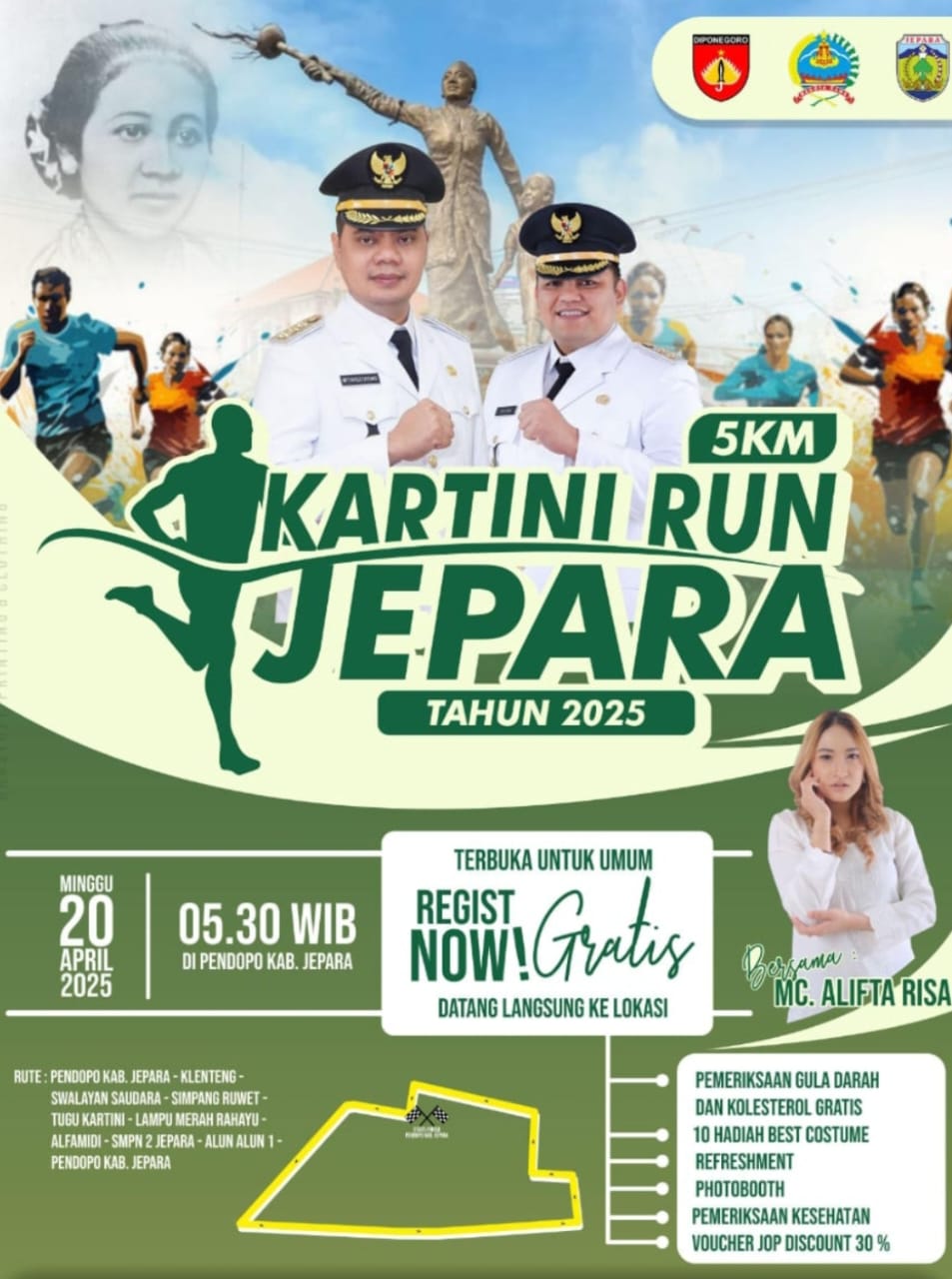 Kodim 0719 / Jepara Gelar Kartini Run Jepara 2025, Hadirkan Semangat Kartini dengan Sentuhan Sehat dan Meriah