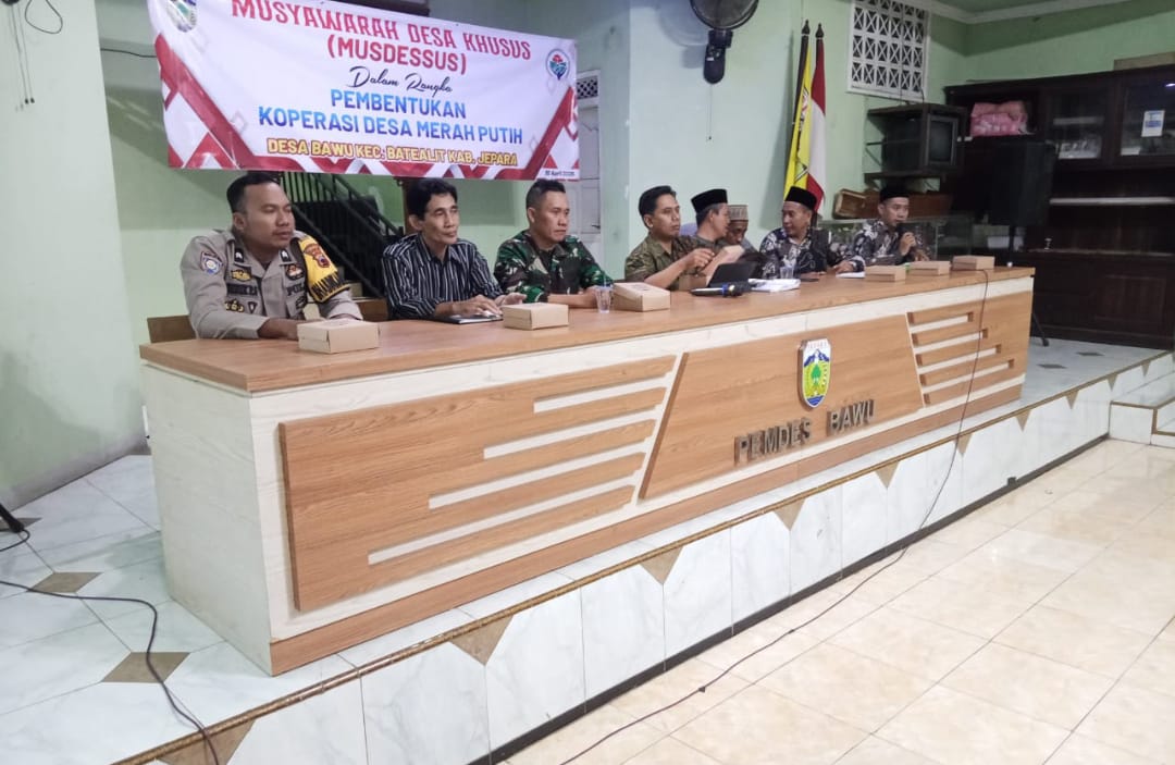 Babinsa Bawu Hadiri MUSDESSUS Pembentukan Koperasi Desa Merah Putih