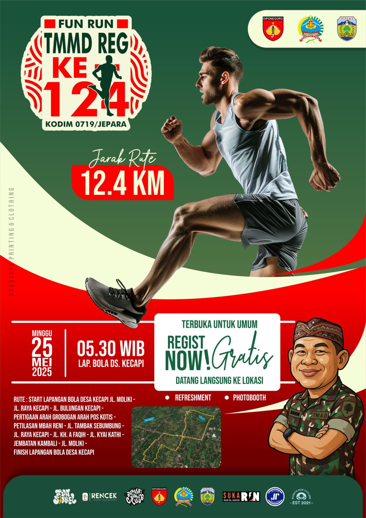 Lari Bersama Rakyat: TMMD 124 Jepara Hadirkan Fun Run 12,4 KM Gratis